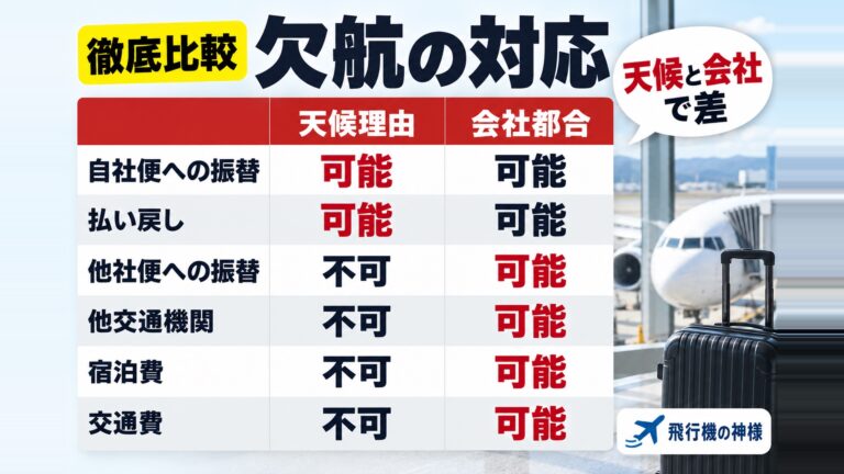 飛行機が欠航したら何をしてもらえる？航空会社6社の対応を比べた
