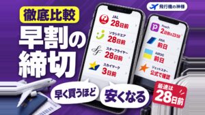 飛行機の安い時期は何日前に決まる？8社の早割の締切を比べた