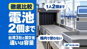 チャイナエアラインの持ち込みはバッテリー2個まで？台湾3社の違い