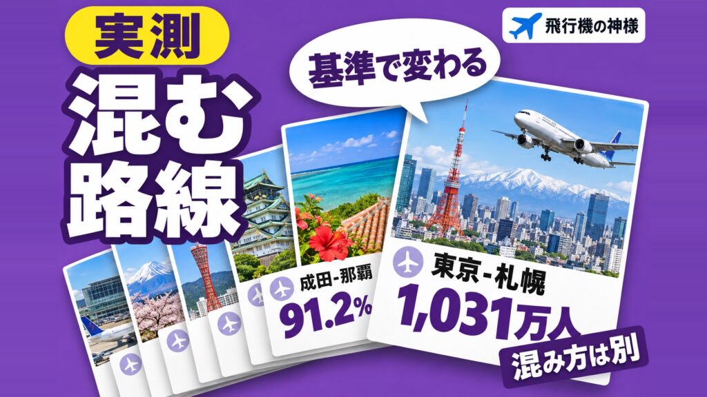 国内線で混んでいる路線はどこ？1位が利用者数と座席利用率で違う