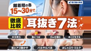 飛行機の耳抜きは7通り!子供にも効く方法と効かないときの対策