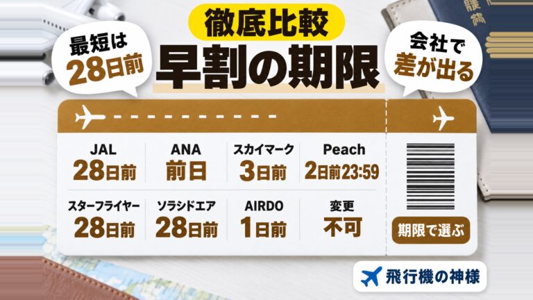 飛行機の早割は何日前が境目？国内8社の期限と条件を比べた