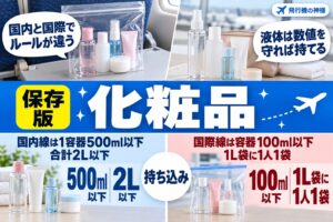化粧品は飛行機内に持ち込みできる?注意点や没収されない方法!