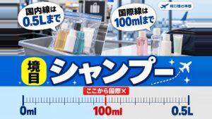 飛行機のシャンプーは国内線と国際線で違う！100mlで分かれる境目