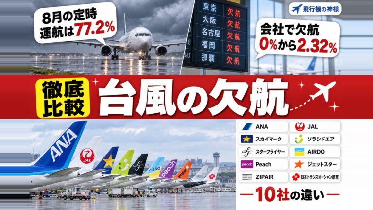 飛行機は台風でどれくらい欠航する？月別データと10社の違い