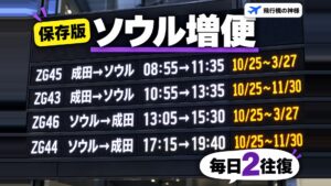 ZIPAIRソウル増便で1日2往復に!片道1万2,500円の条件